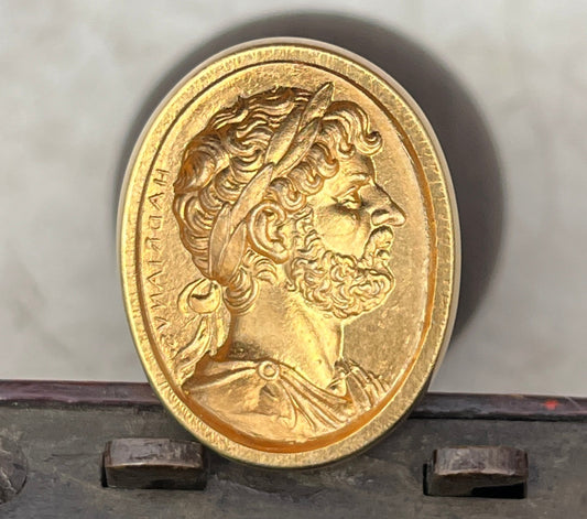 Bronze Intaglio Seal - gold plated. Original was Victorian era seal engraved in ruby red Tasse Glass.